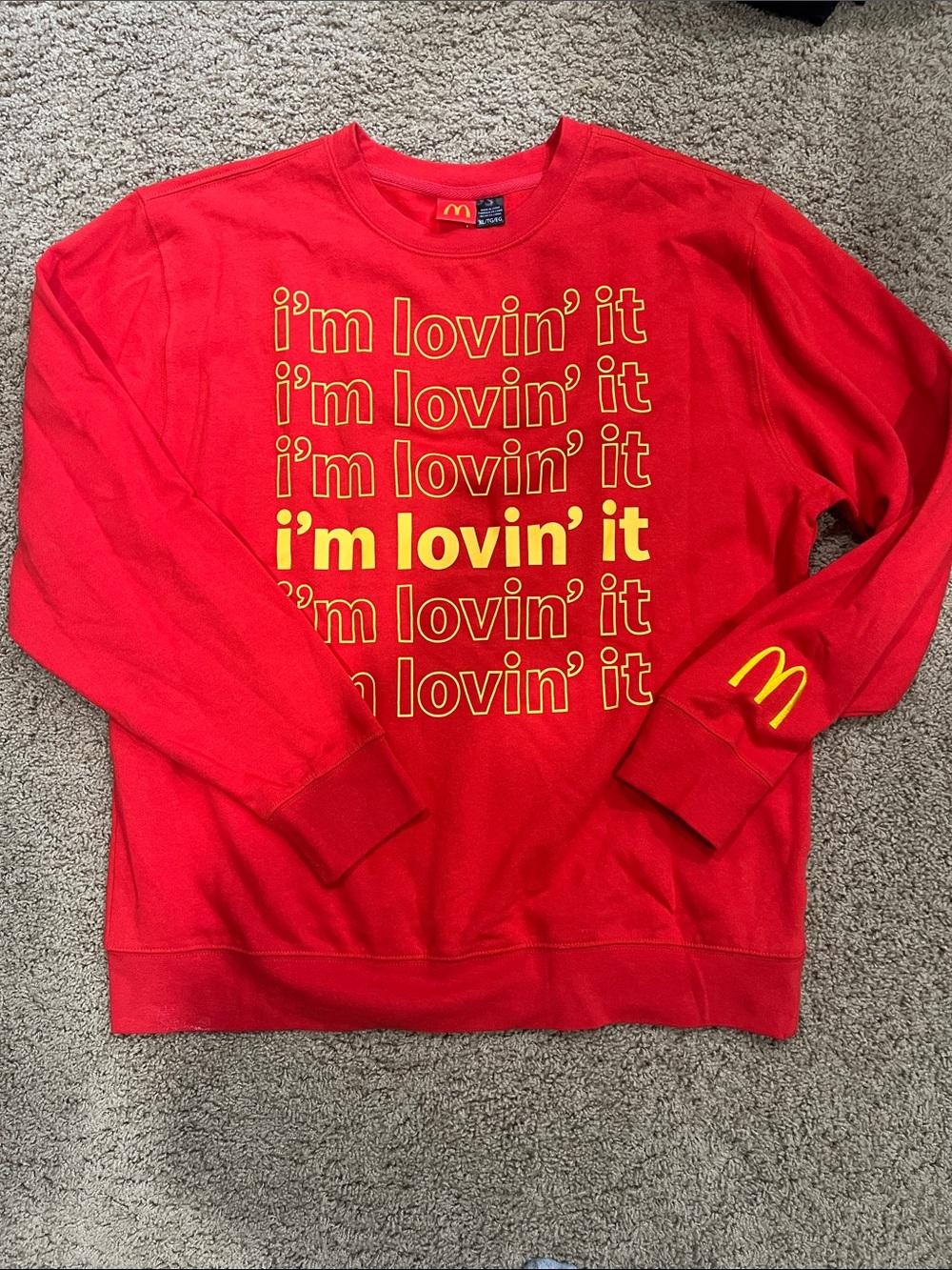 MAD Engine Red Crewneck Sweatshirt with Yellow Graphic